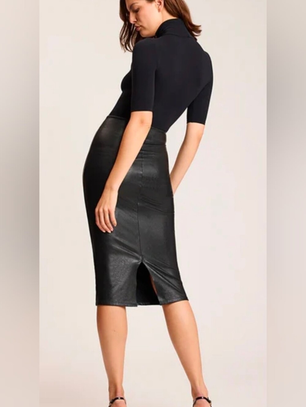 Commando Black Faux Leather Pencil Skirt